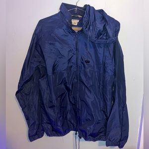 L.L. Bean Windbreaker Navy Blue Detachable Hoodie